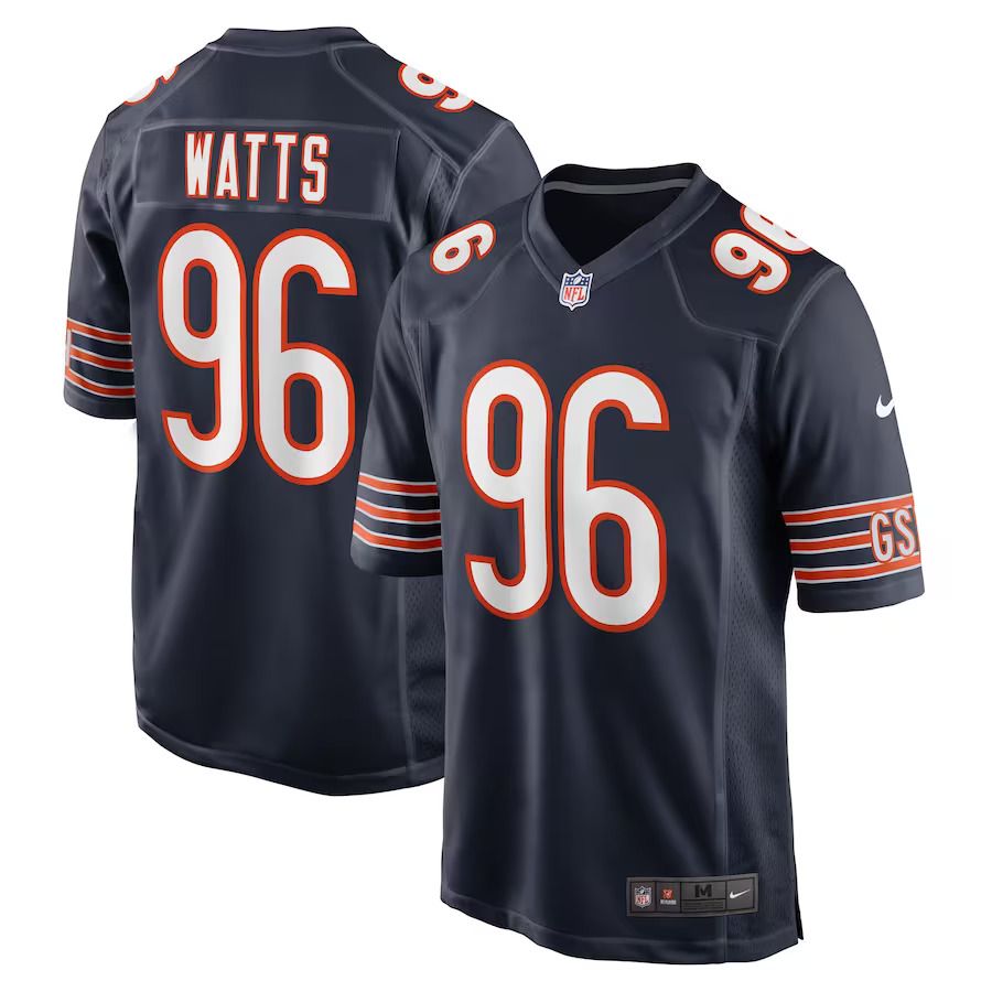 Men Chicago Bears 96 Armon Watts Nike Navy Game Player NFL Jersey